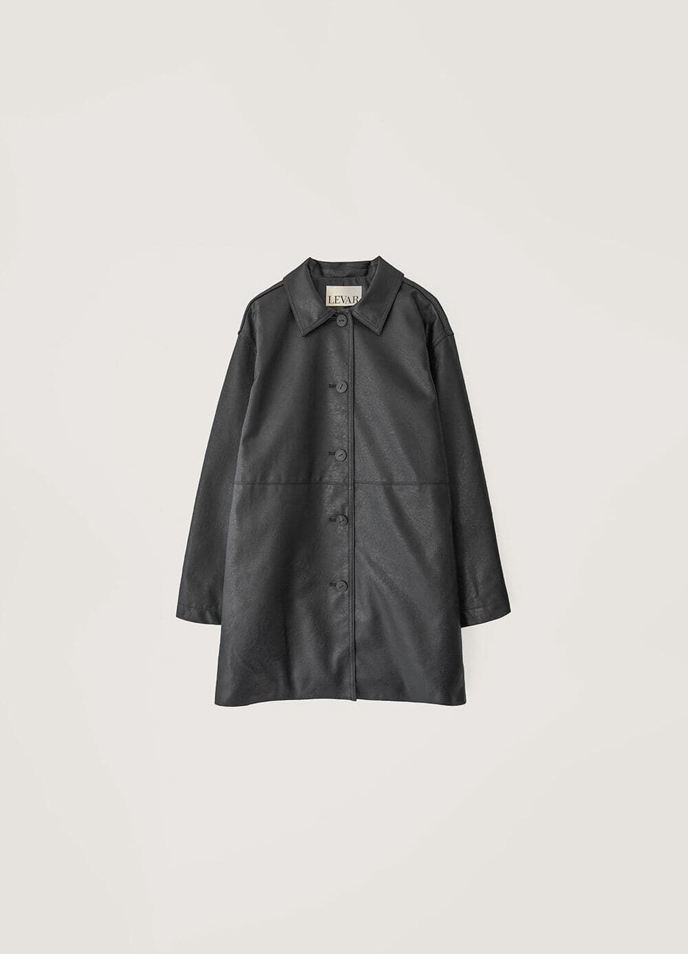 Faux Leather Half Trench Coat - Black