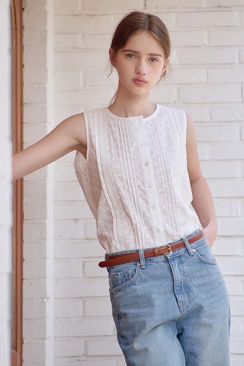 25N summer lace sleeveless blouse [WH]