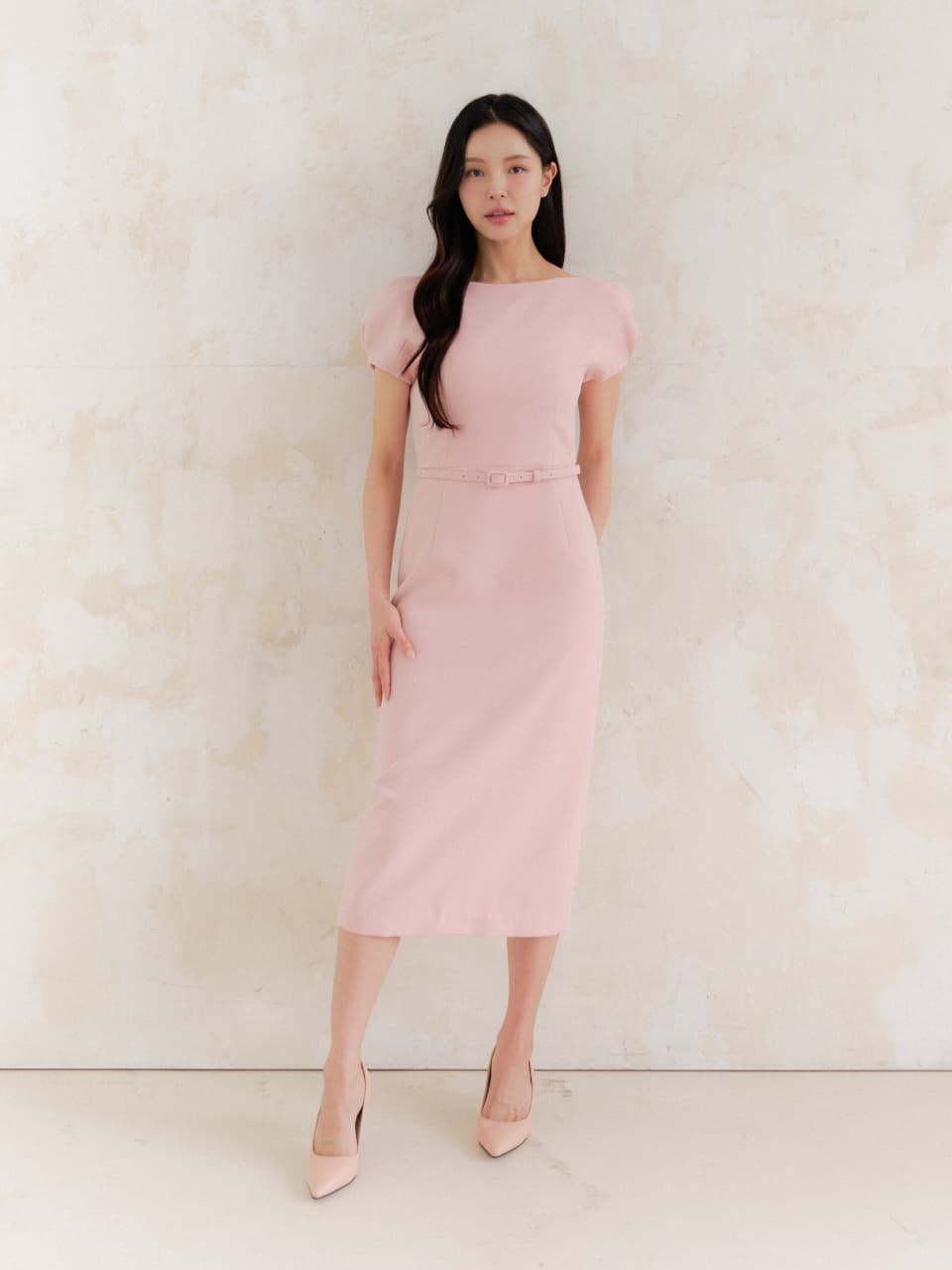 Cap-sleeve Slim Dress / Pink(3color)