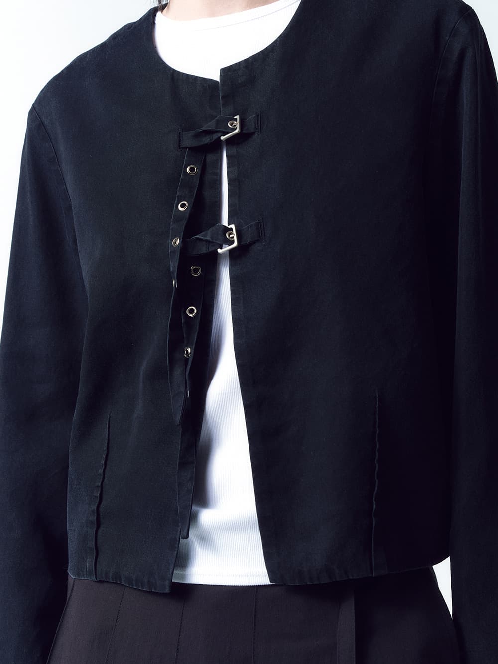 워시드 스트랩 자켓 WASHED BLACK