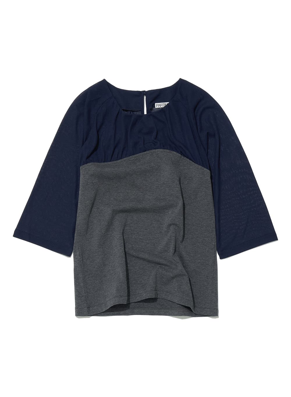 SHIRRING BUSITER COMBI TOP_CHARCOAL MELANGE