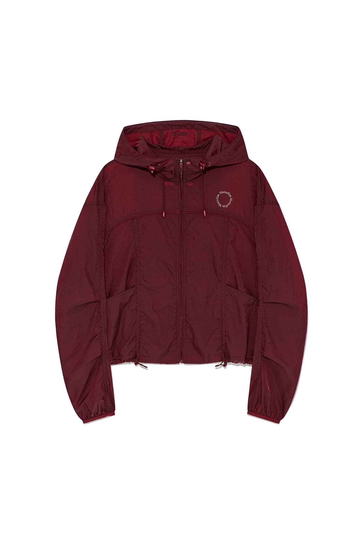 HOODY POINT CROP LIGHT WINDBREAKER IN BURGUNDY