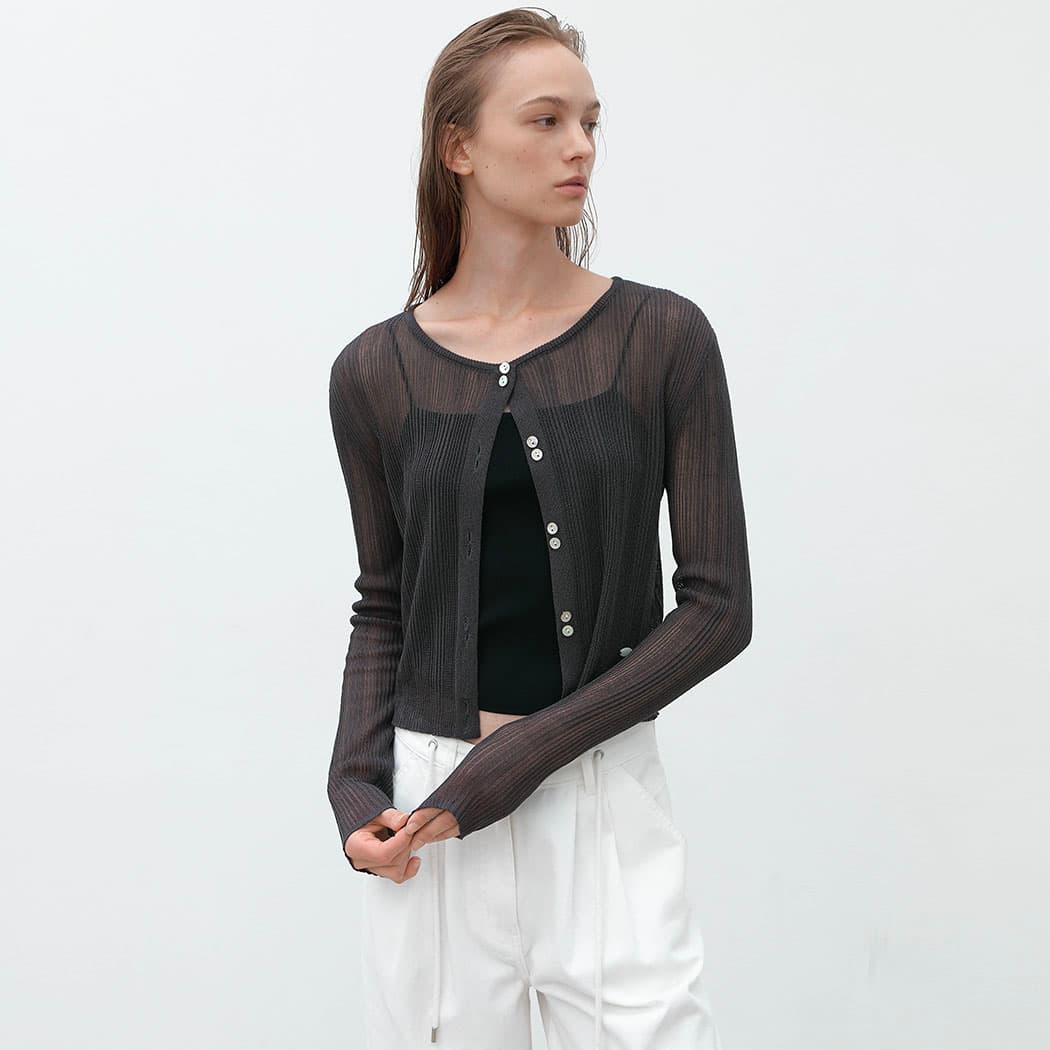 (CD-2199)TWO BUTTON POINT CARDIGAN