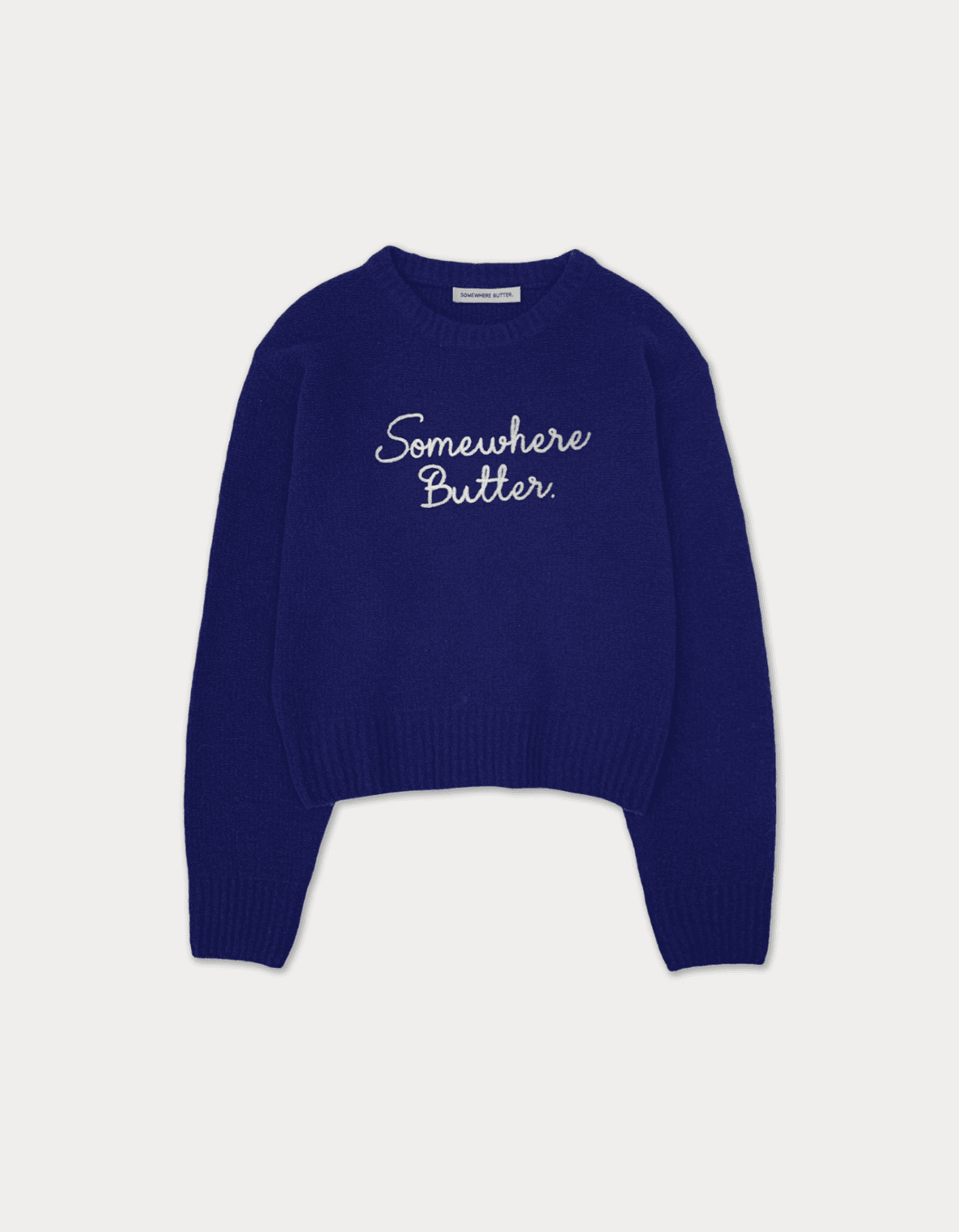 letter wool knit - cobalt blue
