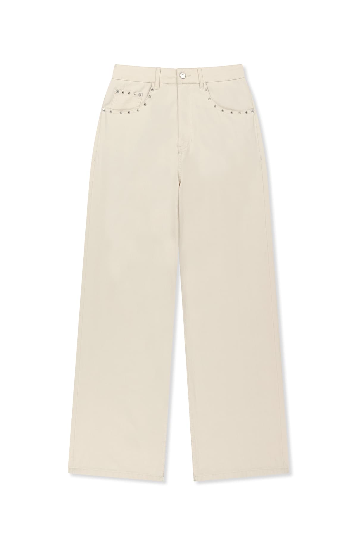 STUD POINT COLOR DENIM PANTS IN CREAM