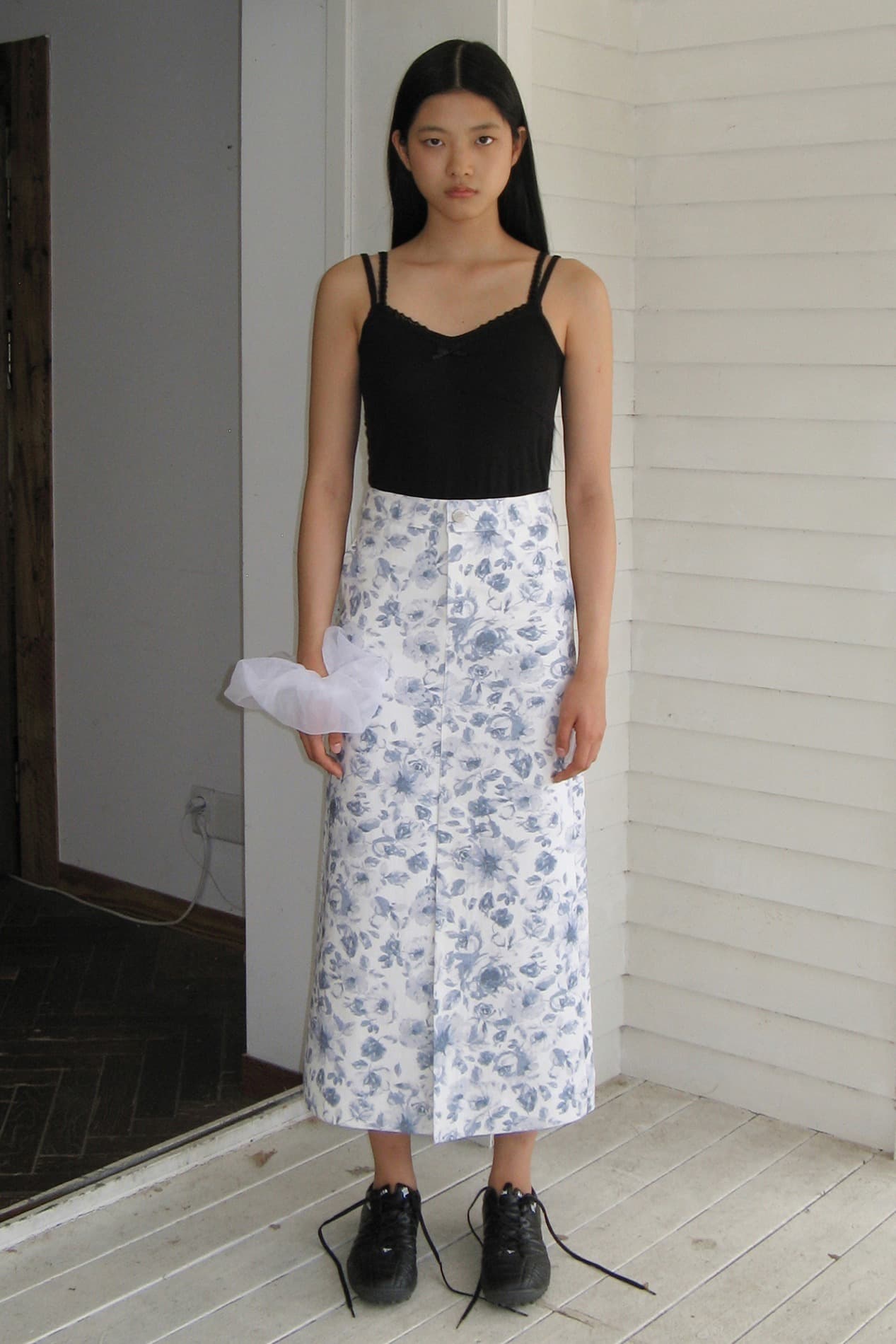 Rose Printed Skirt (Blue)