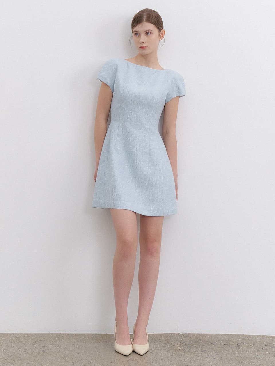 Cap-sleeve A-Line Mini Dress / Blue(3Color)