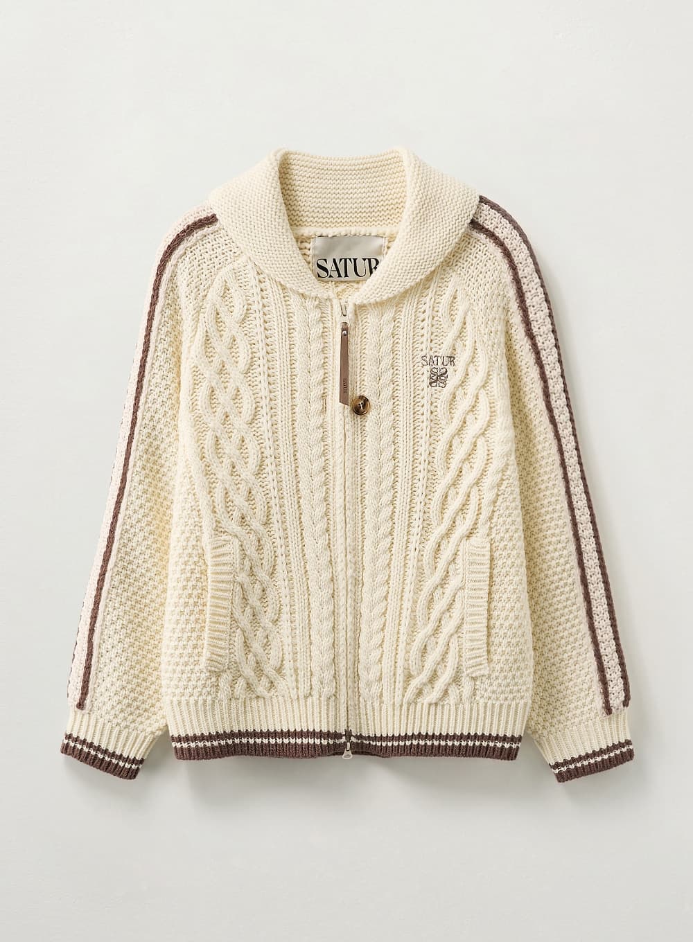 (W) Lawton Cowichan Knit Cardigan - Cream