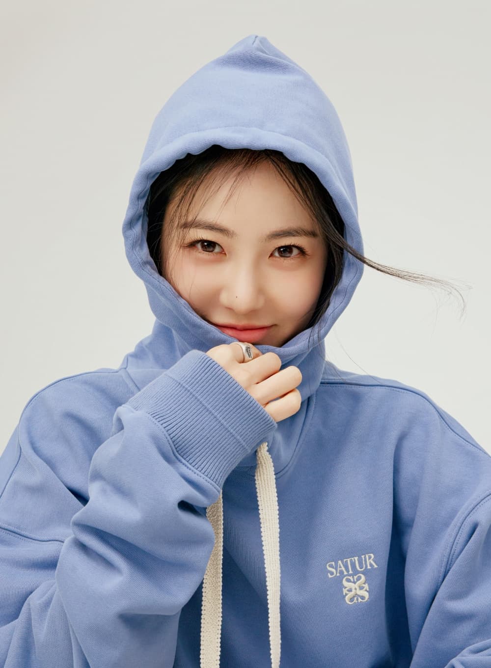 Loren Small Logo Rivet Hoodie - Blue