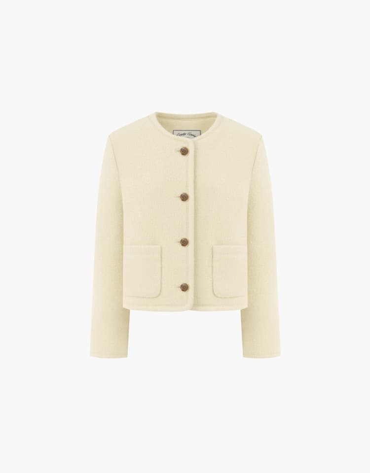 wool boucle crop jacket - cream
