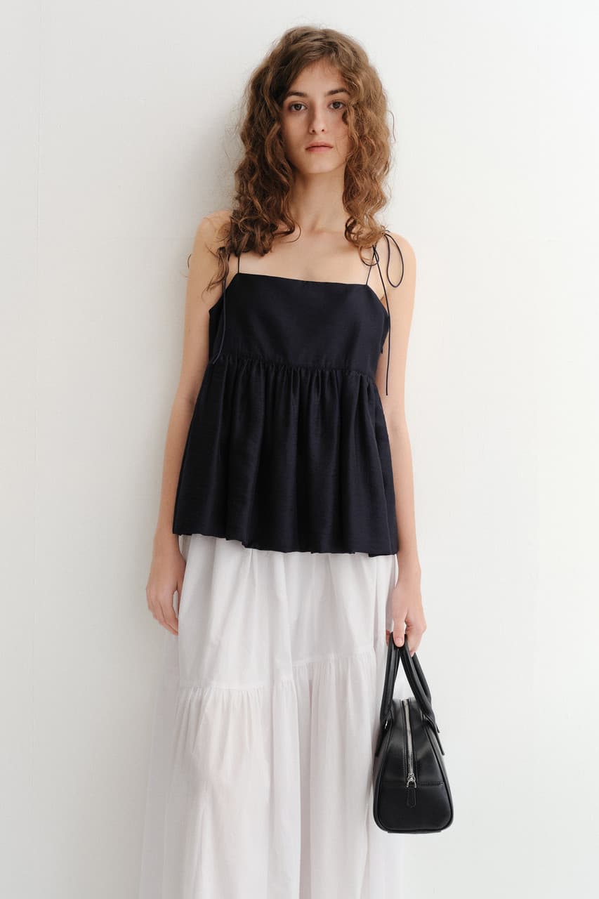 FLARED BUSTIER BLOUSE NAVY_UDBL6B230N2