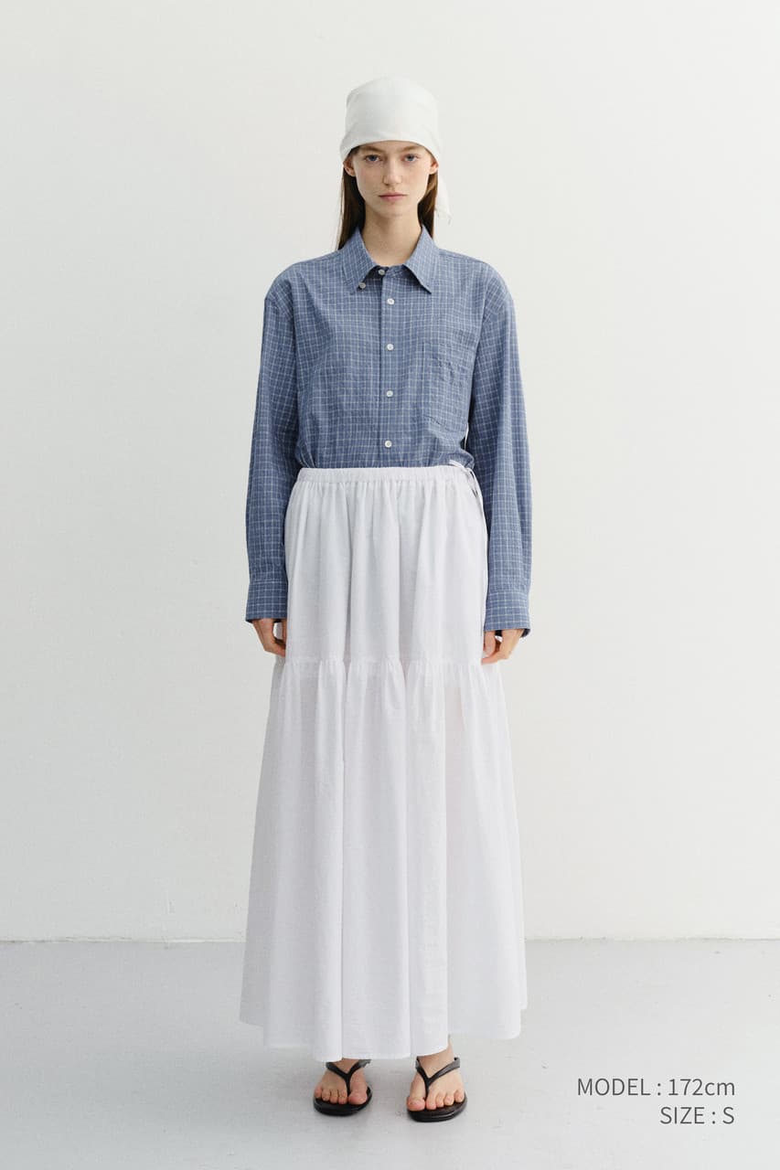 TIERED MAXI SKIRT WHITE_UDSK6B224WT