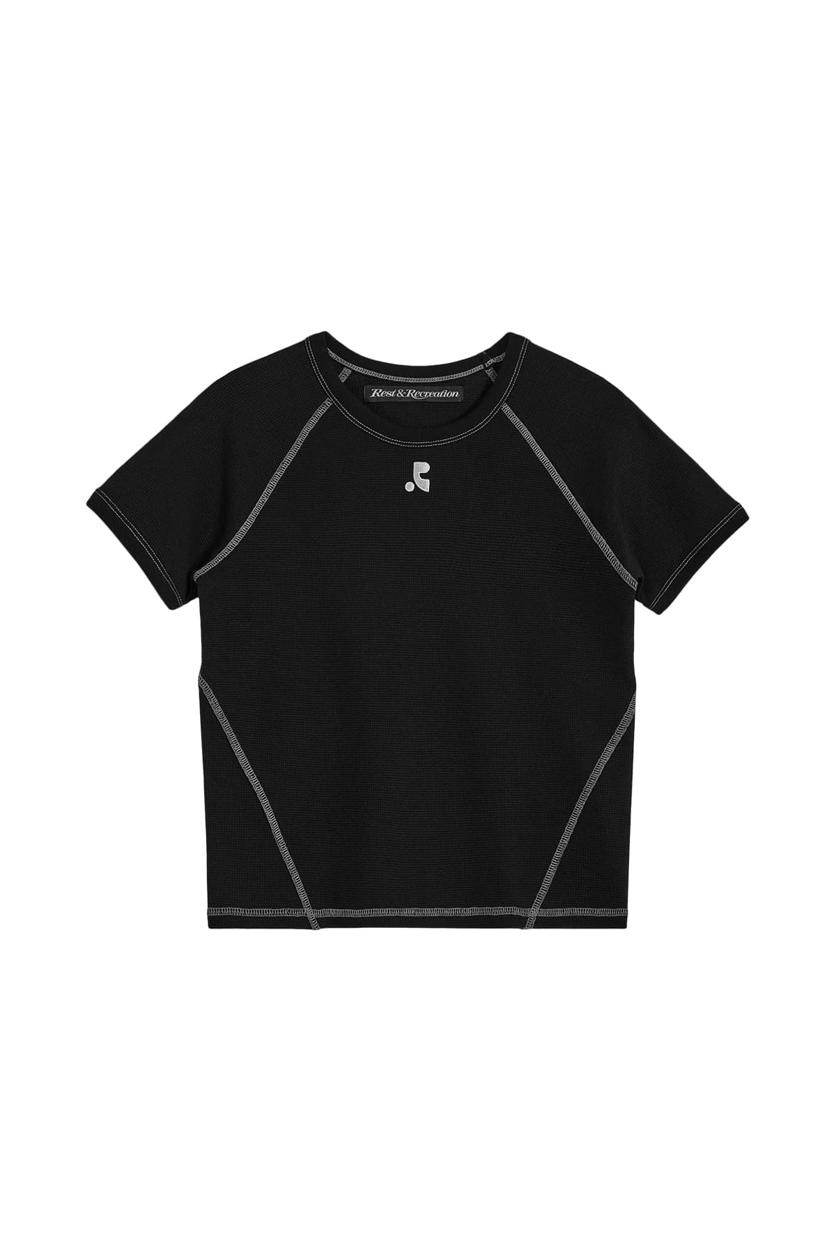 WAFFLE RAGLAN T-SHIRT - BLACK