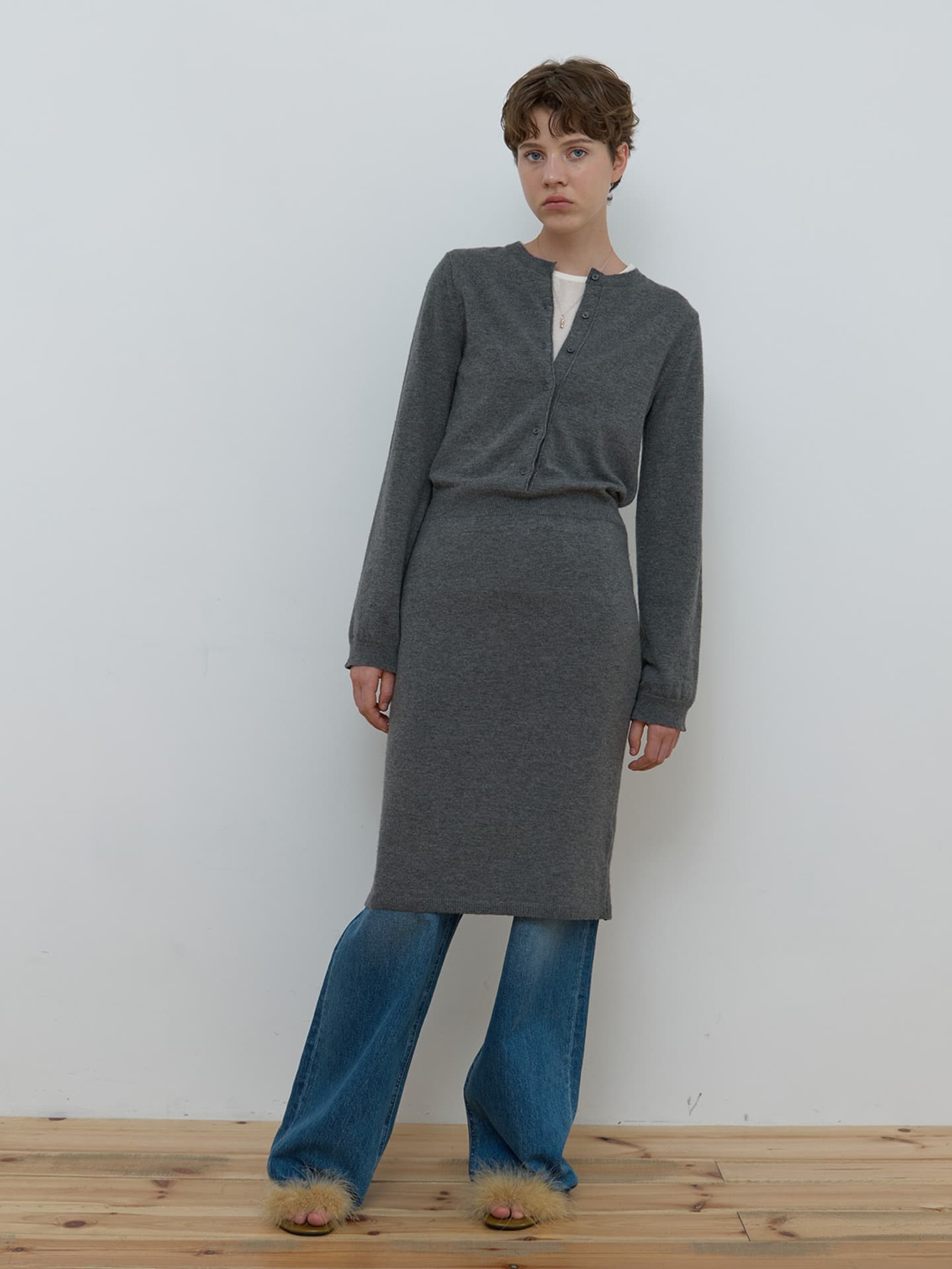 MONO KNIT DRESS_GREY