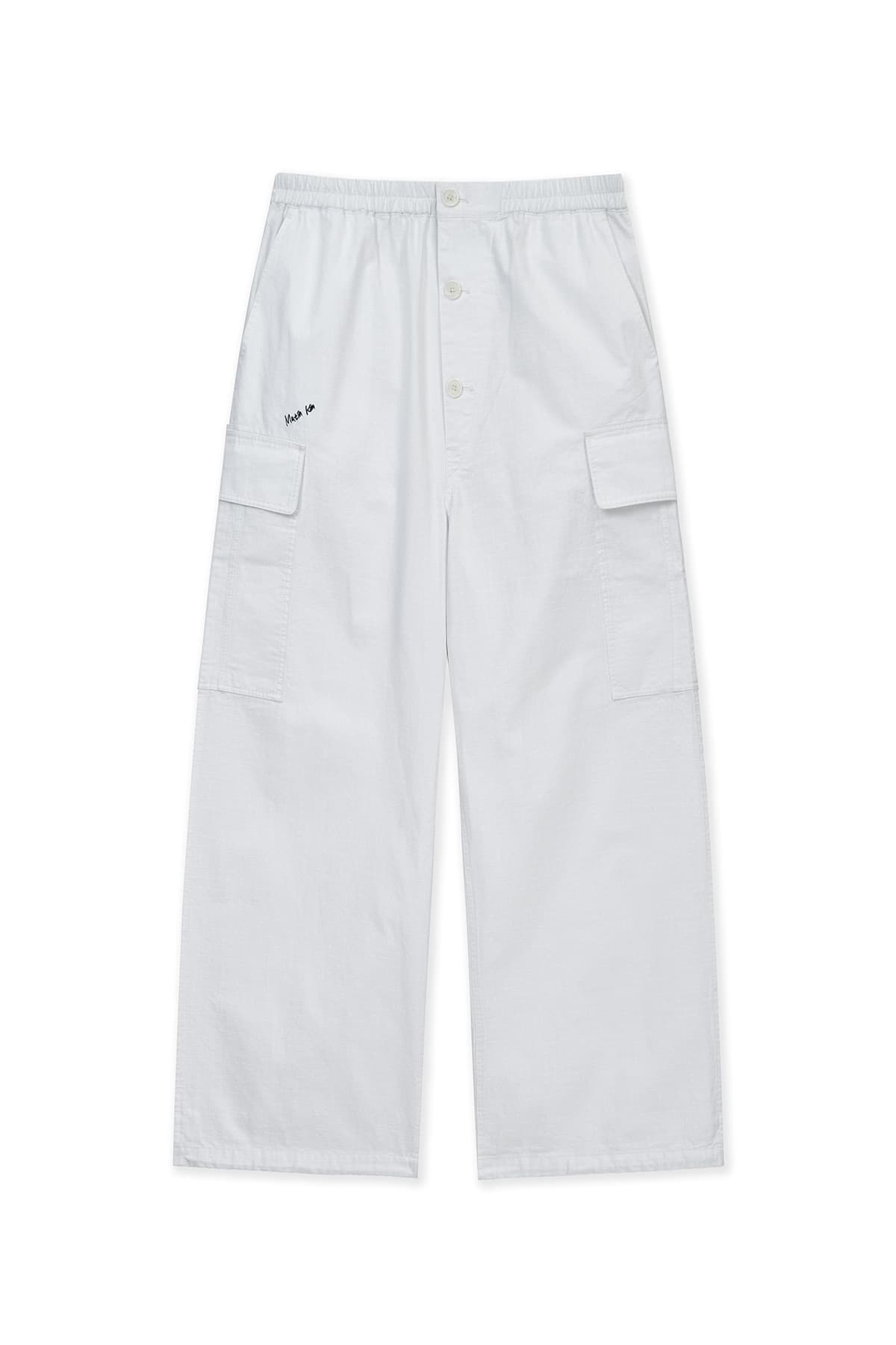 DRAWSTRING HEM CARGO PANTS IN IVORY