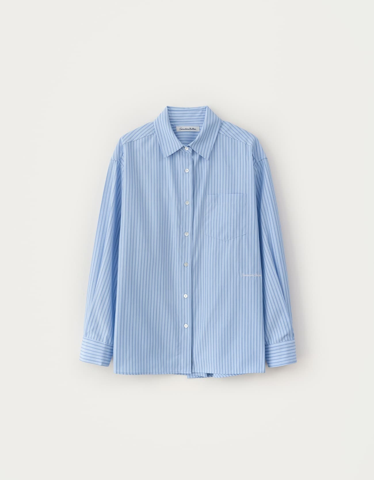 Hush Stripe Over-Fit Shirt - Light Blue