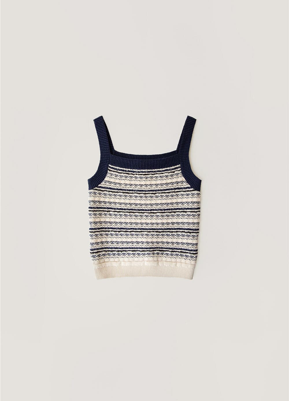 Tweed Jacquard Sleeveless Knit Top - Natural