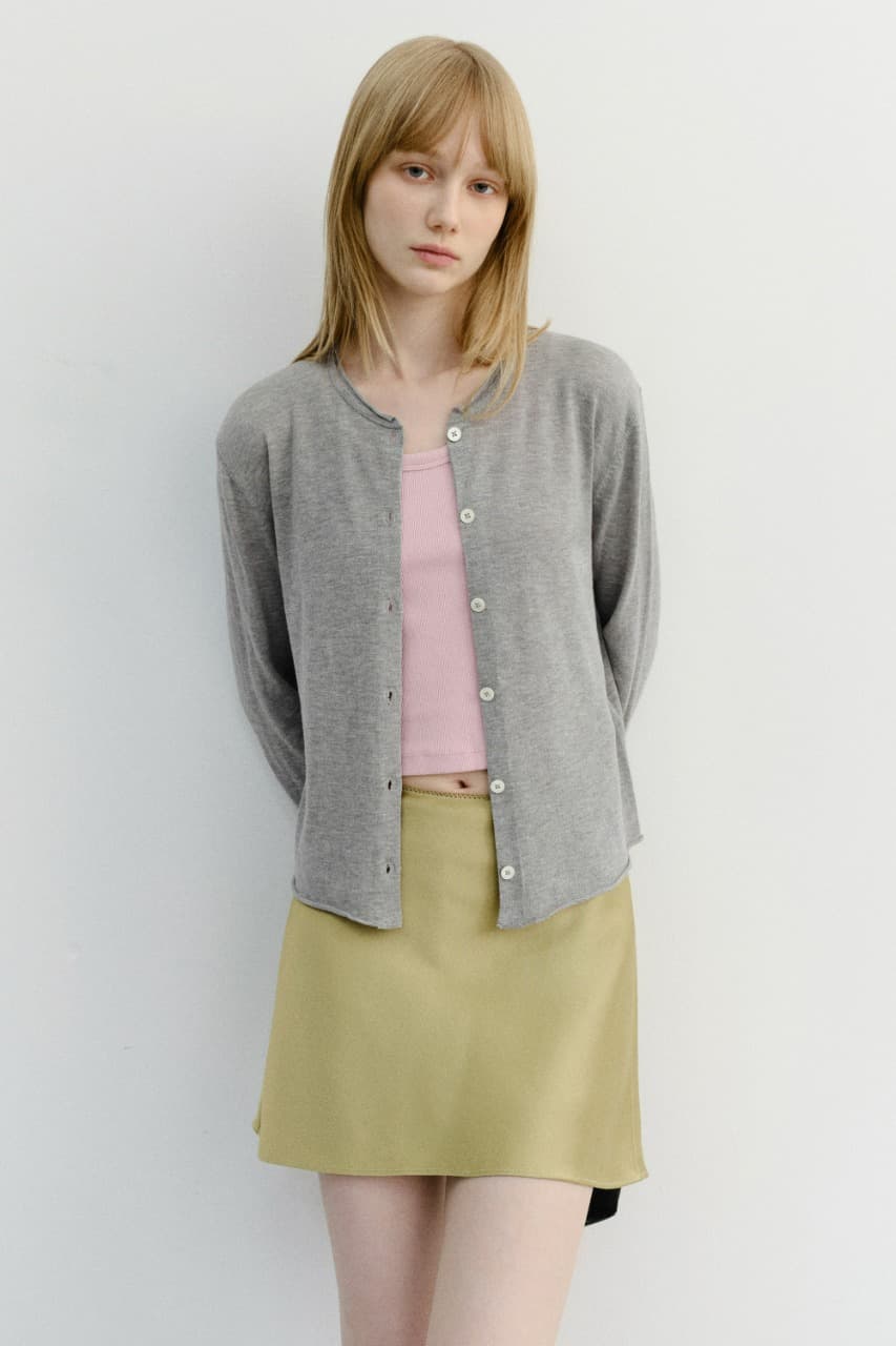 SUMMER ESSENTIAL CREWNECK CARDIGAN MELANGE GREY_UDSW6B222G2