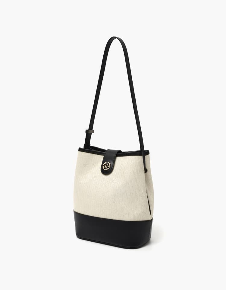 town bag (bucket shoulder) - herringbone ivory