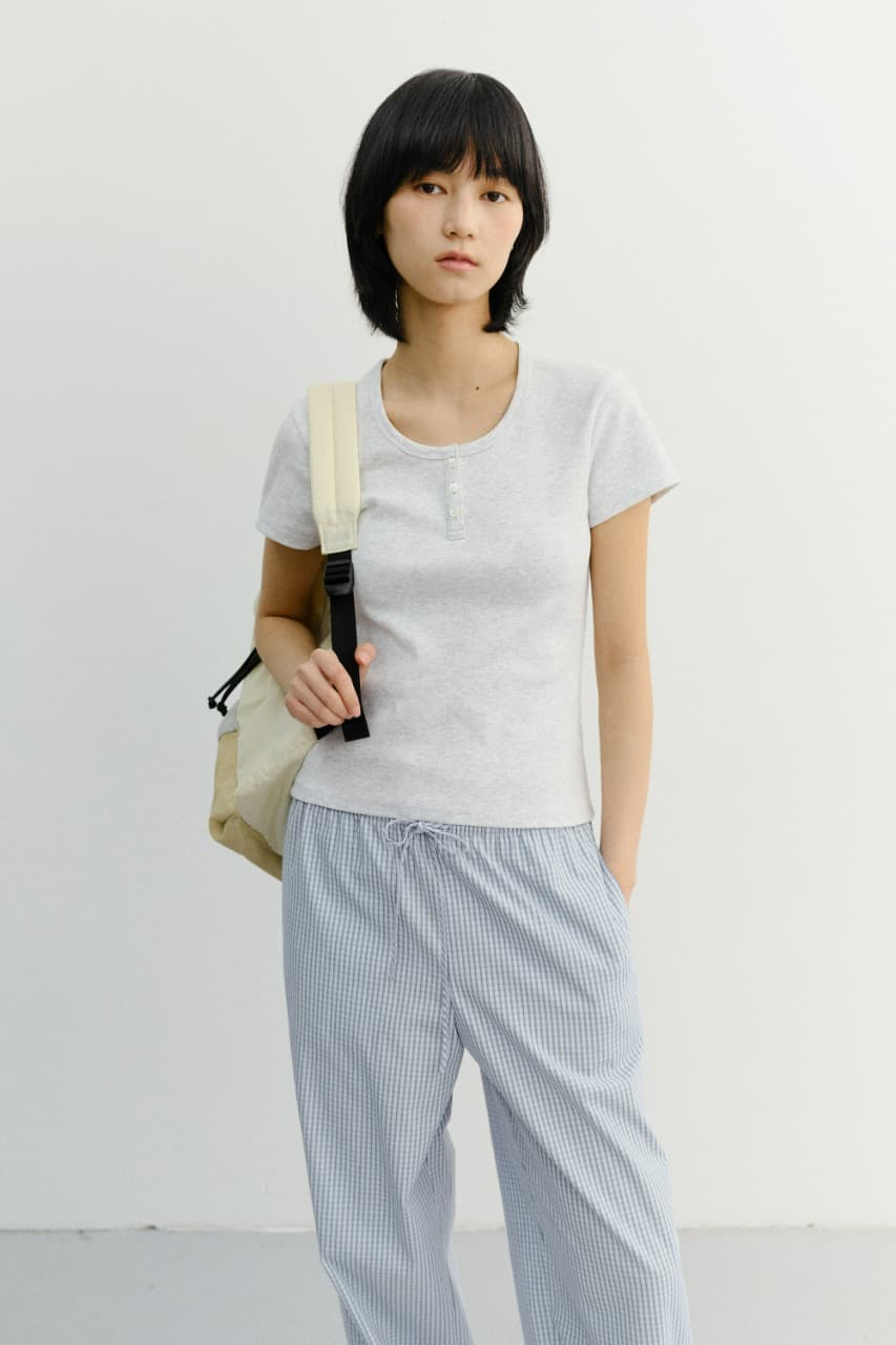 CLASSIC SCOOP NECK TOP LIGHT MELANGE GREY_UDTS6B222G1