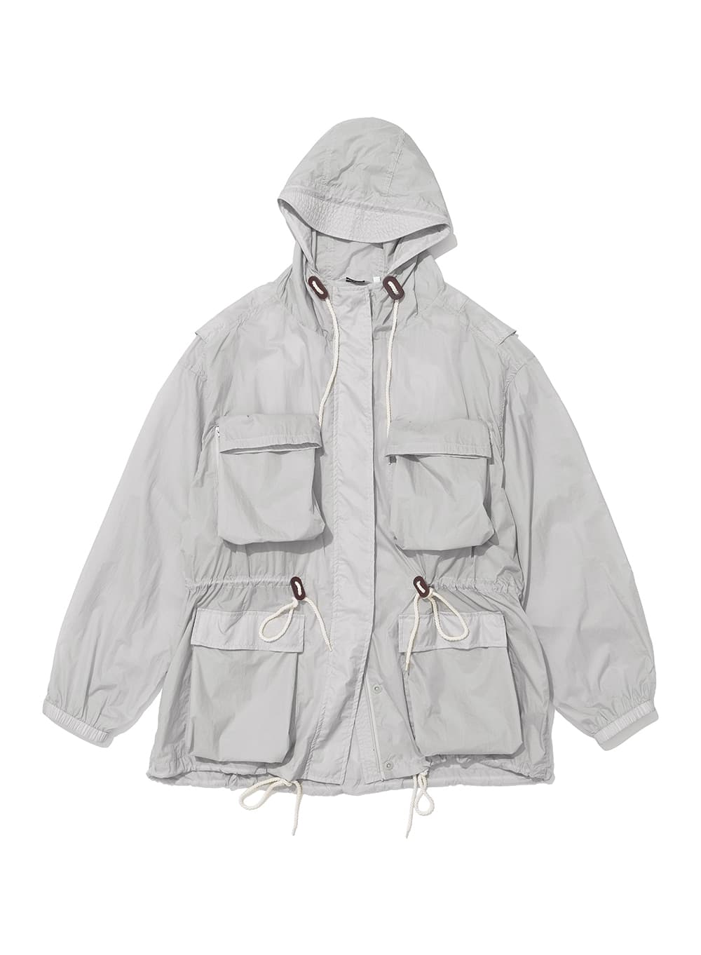 LIGHTWEIGHT HOODED UTILITY JACKET_LIGHT GREY