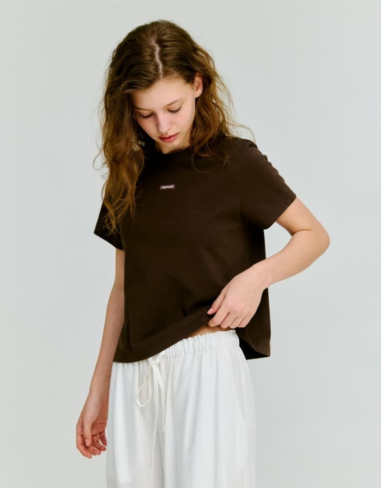 box logo standard crop t-shirt - dark brown