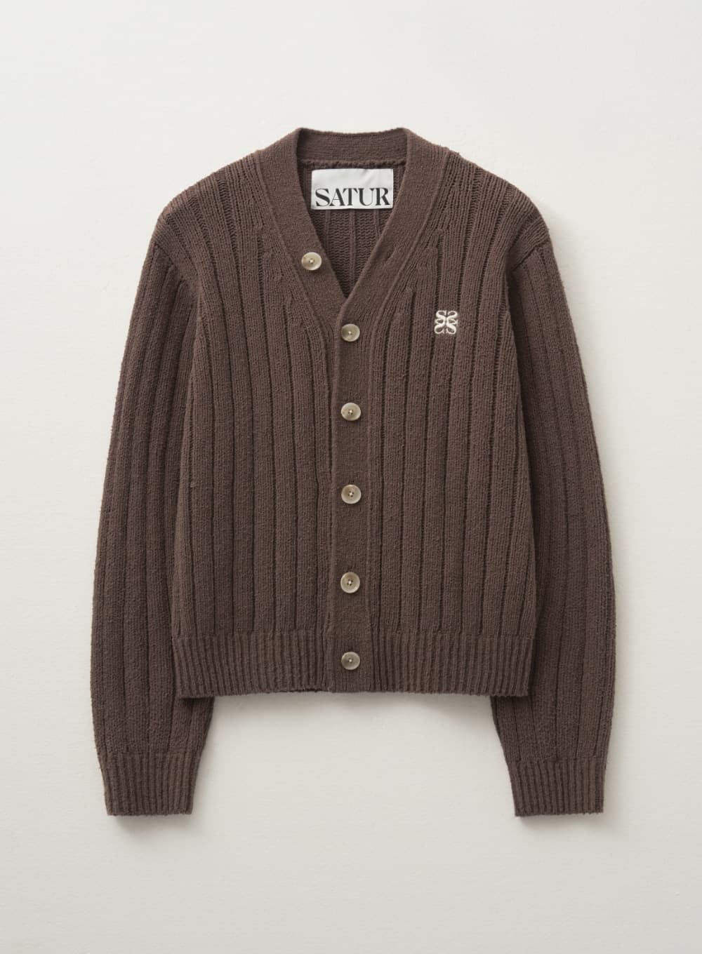 (W) Faro Over Size Boucle Cardigan - Heritage Brown