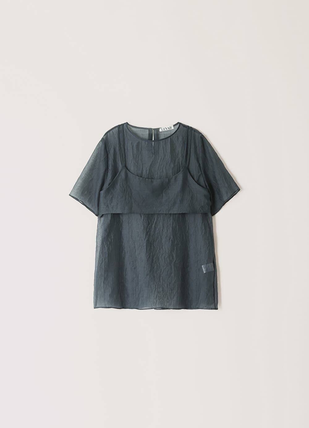 Double-Layered Sheer Blouse - Stone Blue