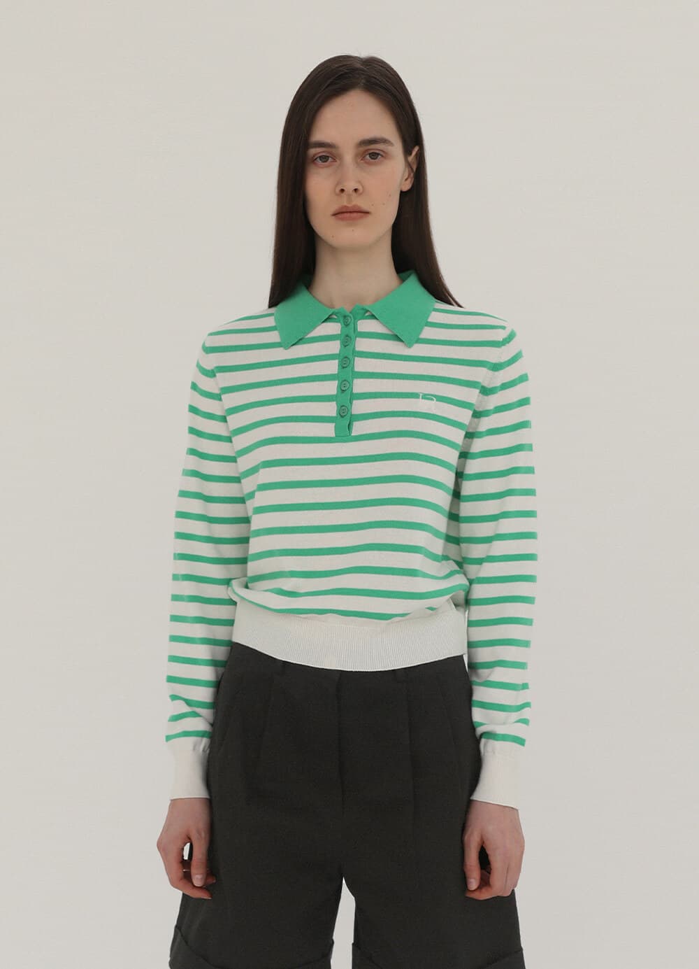 Stripe Cotton Polo Knit - Mint Stripe