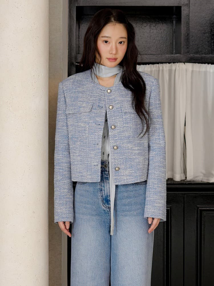 노카라 라운드 트위드 자켓 OW6SJ1530