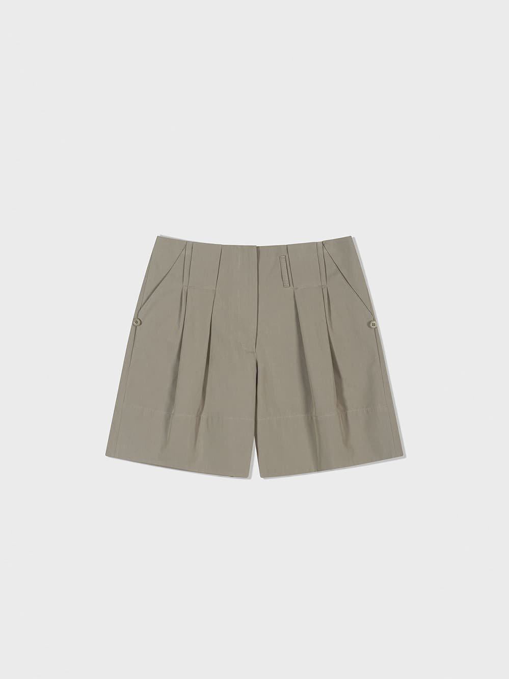 Tuck Point Turn-Up Shorts_Khaki