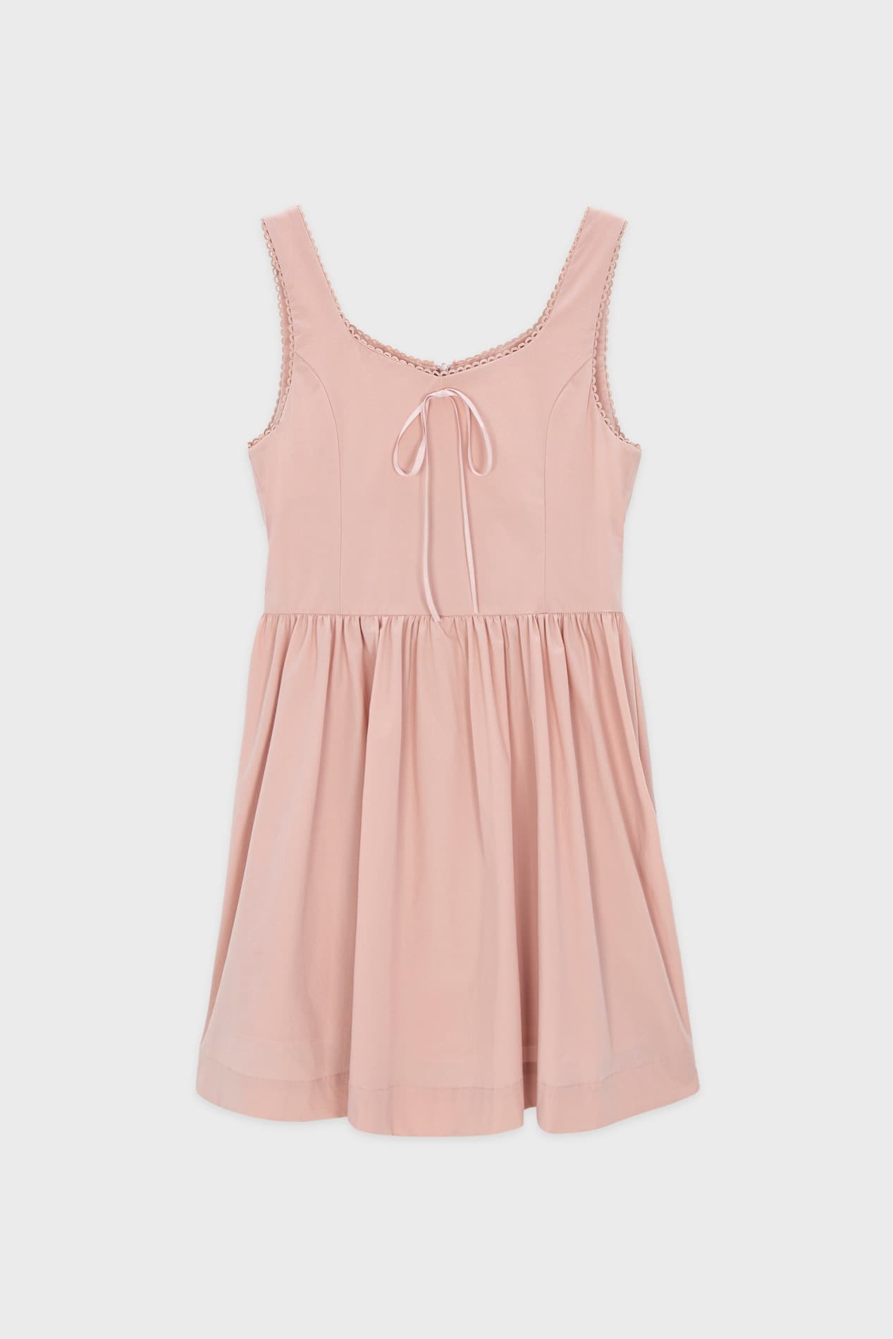 Round Shirring Sleeveless Dress (Pink)