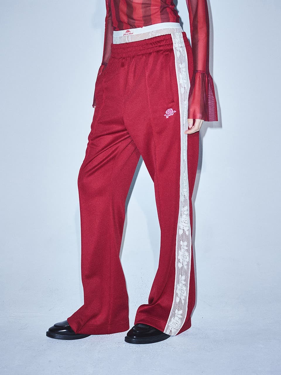 TRACK PANTS LACE_BURGUNDY PINK