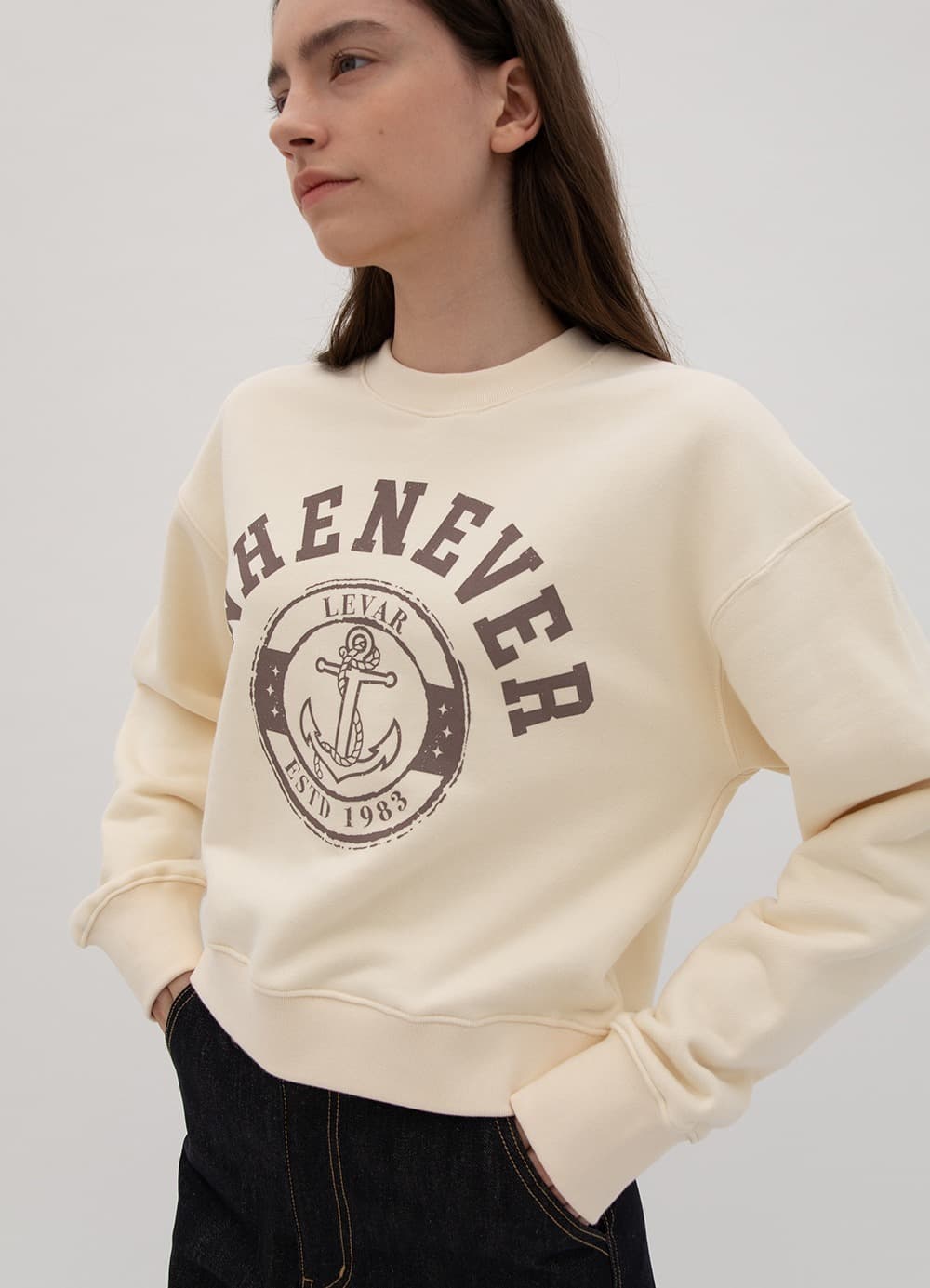 Whenever-Print Sweatshirt - Cream