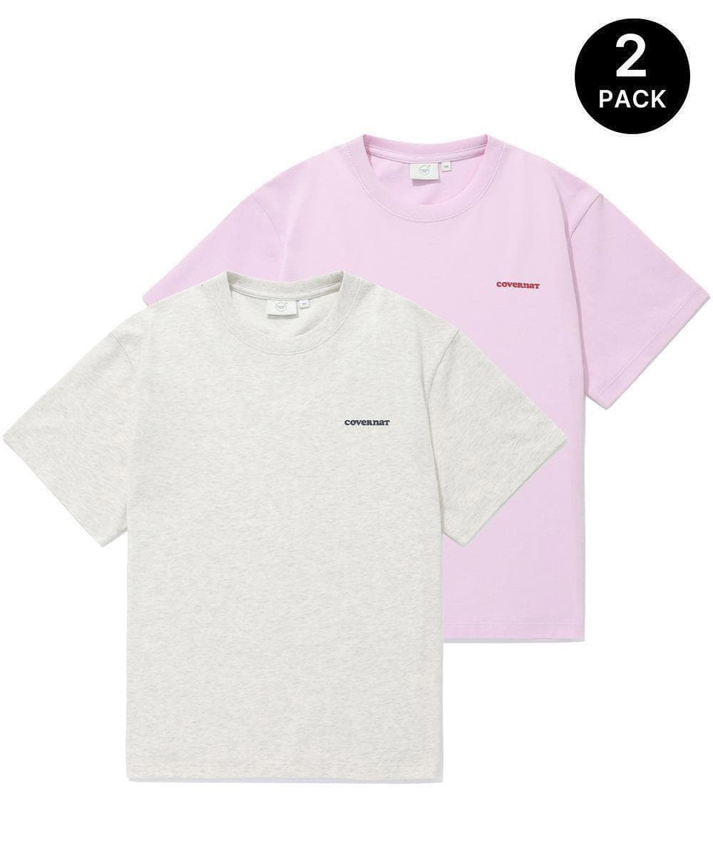 우먼 쿨 코튼 에센셜 티셔츠 Oatmeal+Soft Pink
