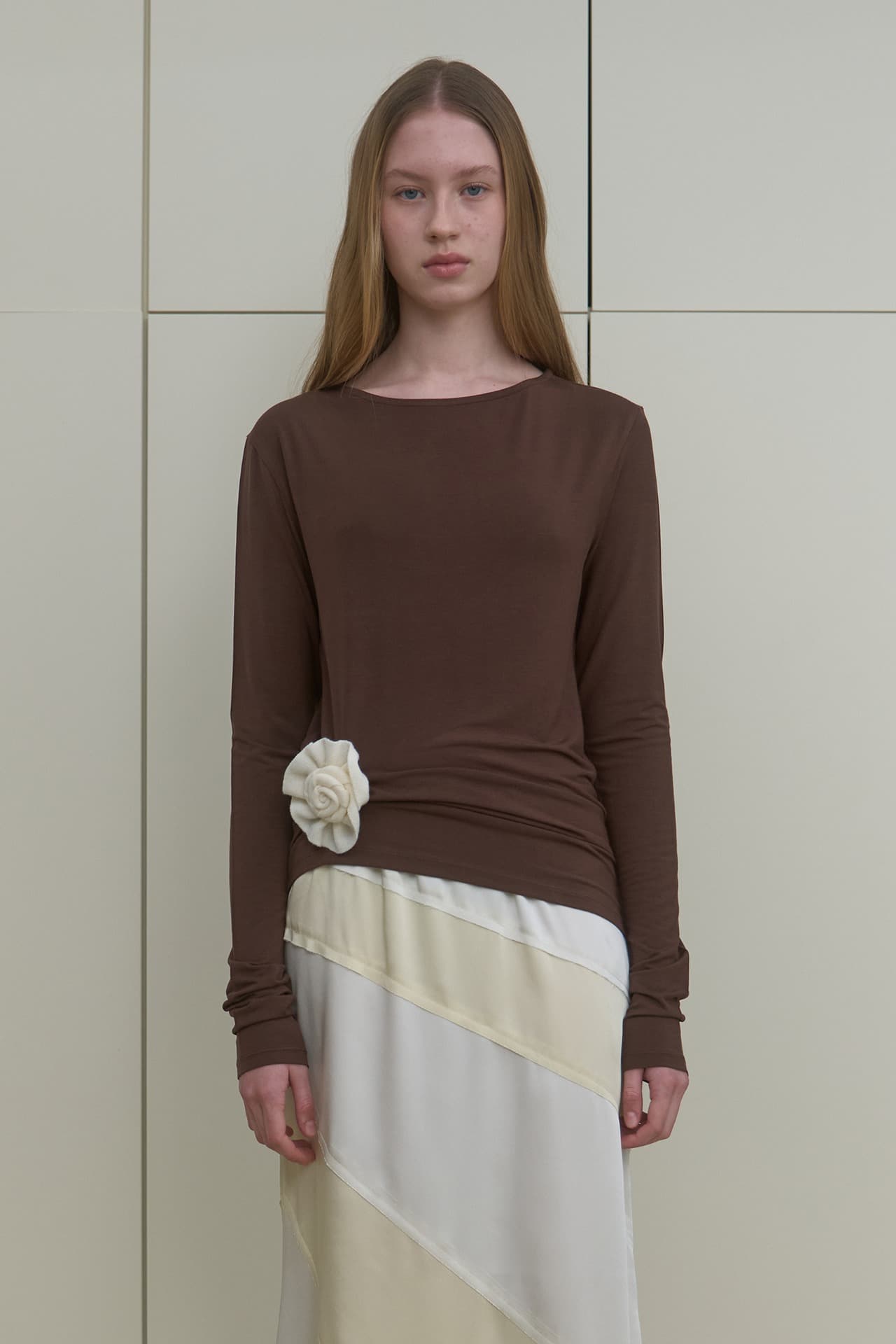 BASIC BOAT NECK TOP_BROWN