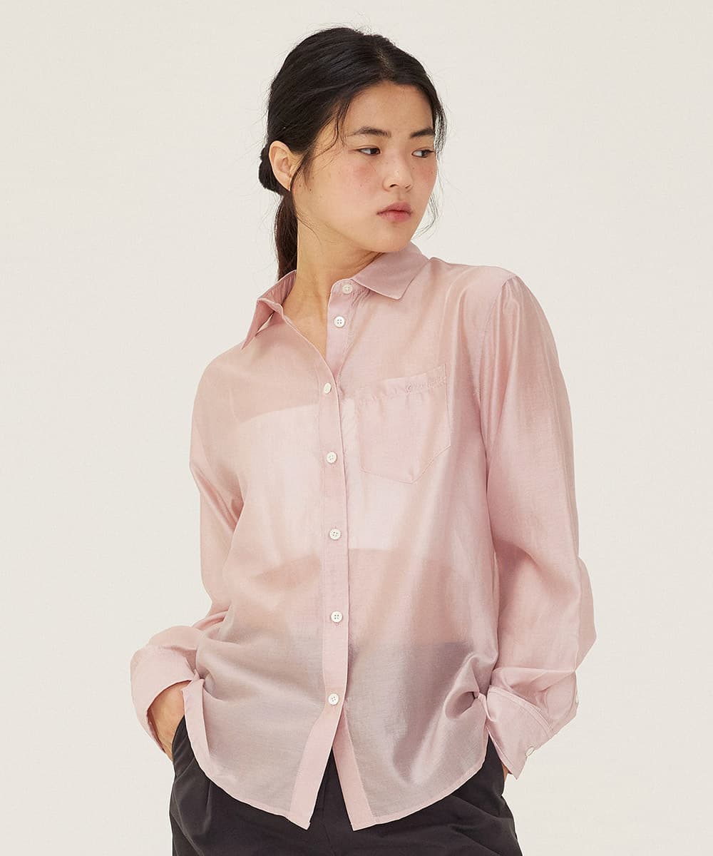 우먼 시어 오버핏 셔츠 Light Pink