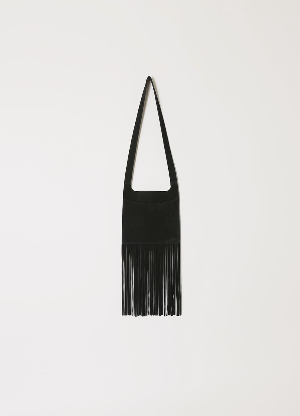 Boho Suede Fringe Bag - Black