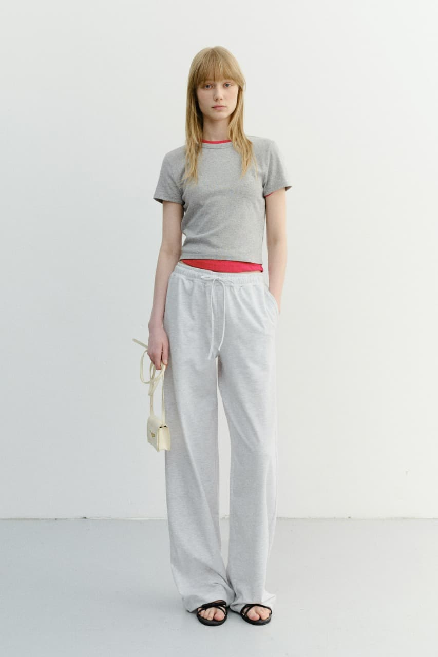 SUMMER WIDE JOGGER PANTS LIGHT MELANGE GREY_UDPA6B225G1