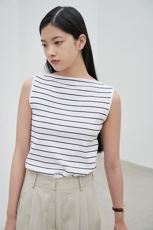 Minimal sleeveless knit pullover [2colors]