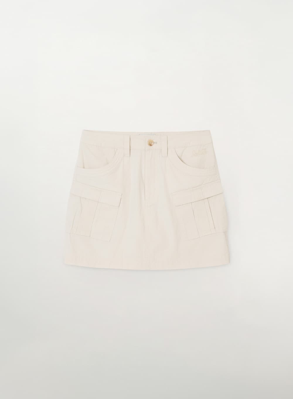 (W) Ripstop Cargo Mini Skirt - Beige