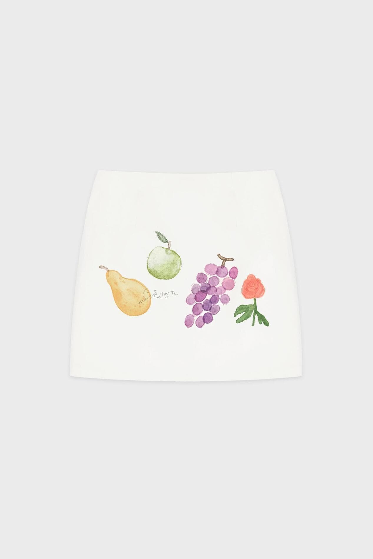Graphic Mini Skirt (Cream)