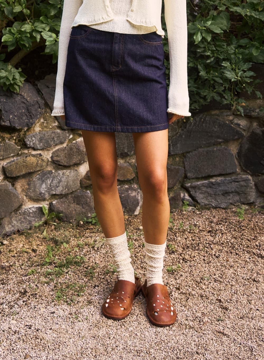 (W) Classic Nonfade Denim Mini Skirt - Indigo