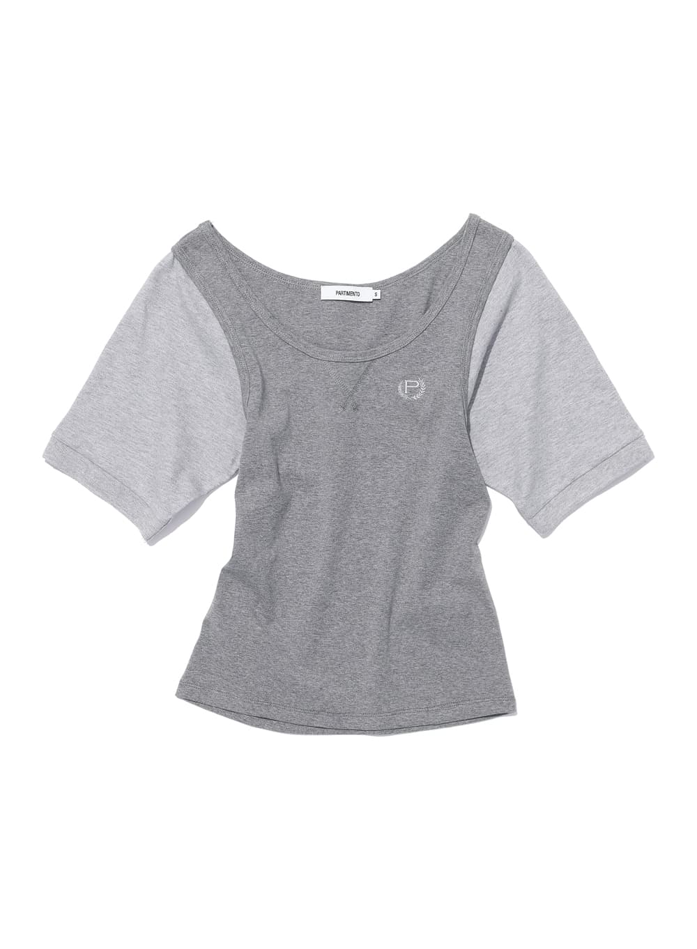 SCOOP-NECK BAT SLEEVE TOP_MELANGE