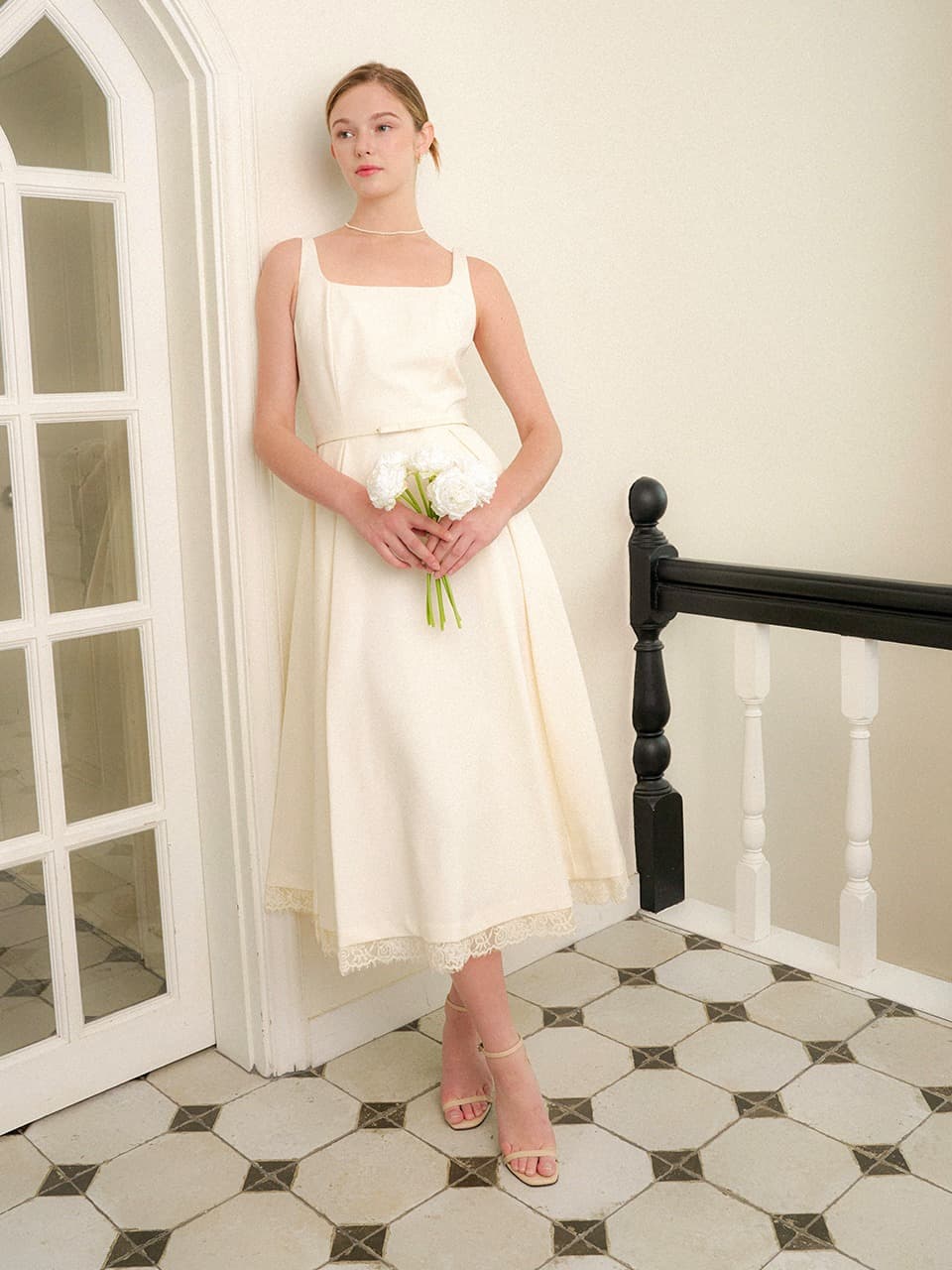 Lace Layered Flare Dress / Ivory(2color)