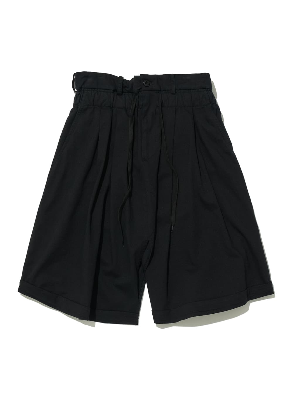 FOLD-OVER WAIST MIDI SKIRT_BLACK