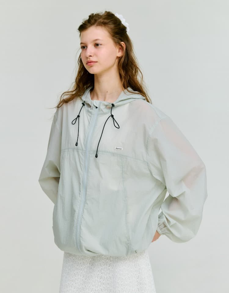 sheer nylon hooded windbreak - mint