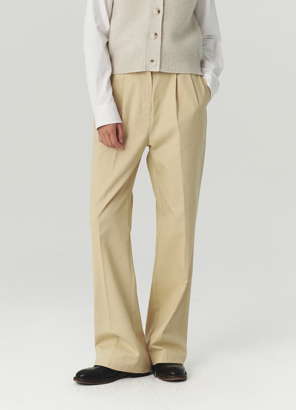 Relaxed Cotton Pants - Light Beige