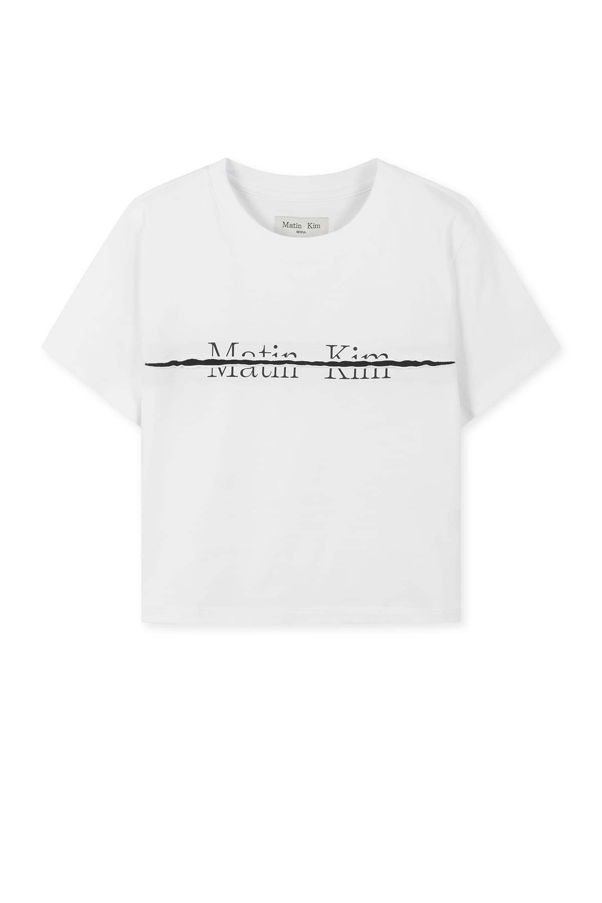 MATIN KIM LOGO CUTTED CROP TOP IN WHITE