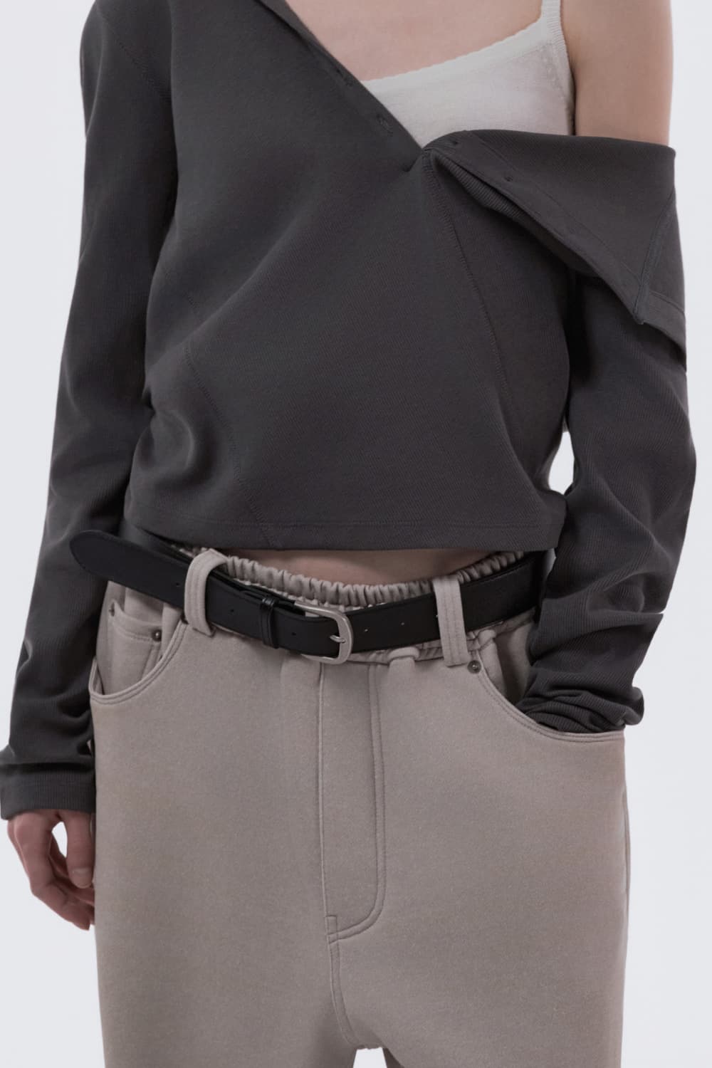 Logo Embossed Classic Belt - Black